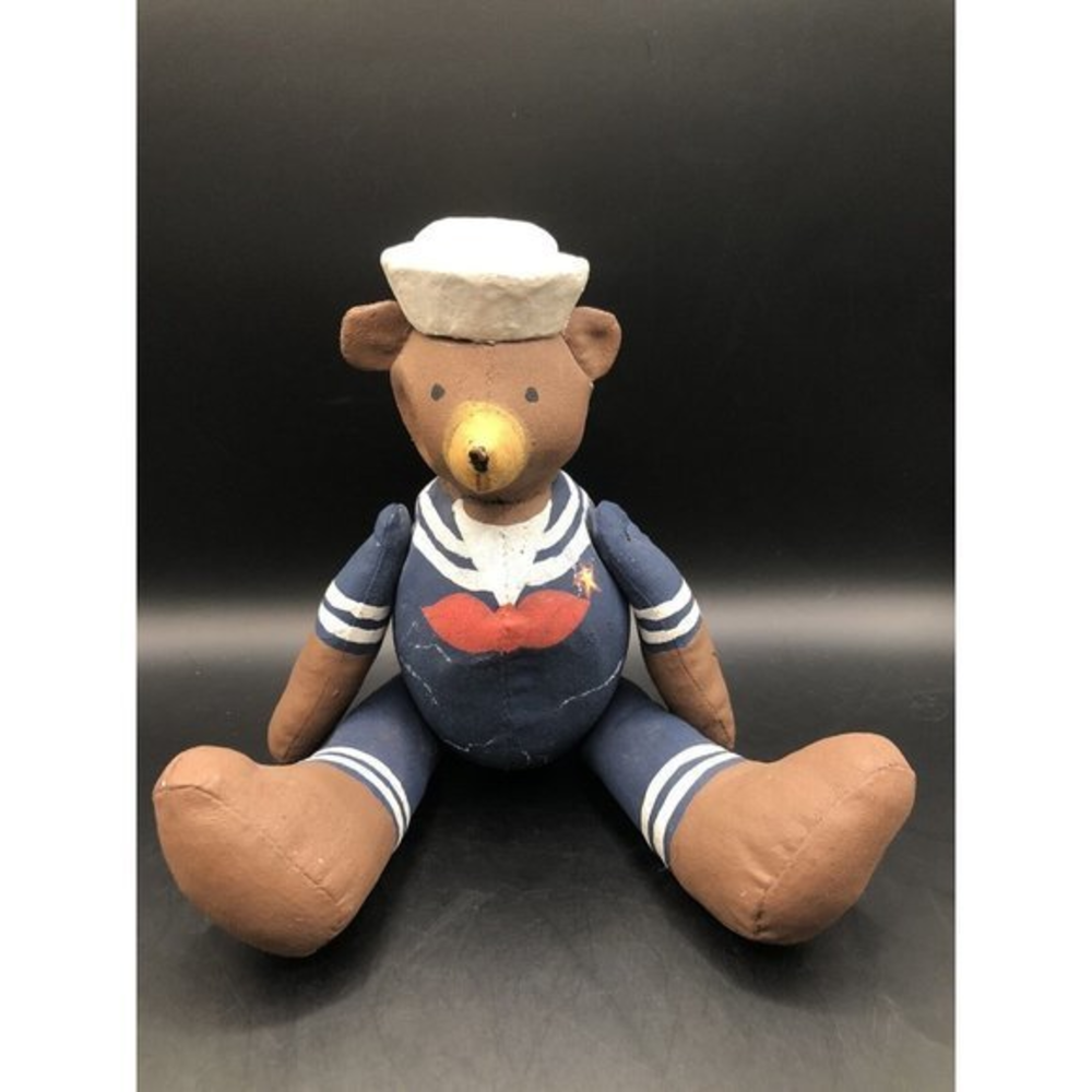 Vintage Jointed Sailor Bear Papier Mache Deco Art‎ Handmade California USA 6”